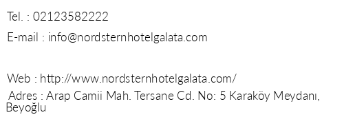 Nordstern Hotel Galata telefon numaralar, faks, e-mail, posta adresi ve iletiim bilgileri